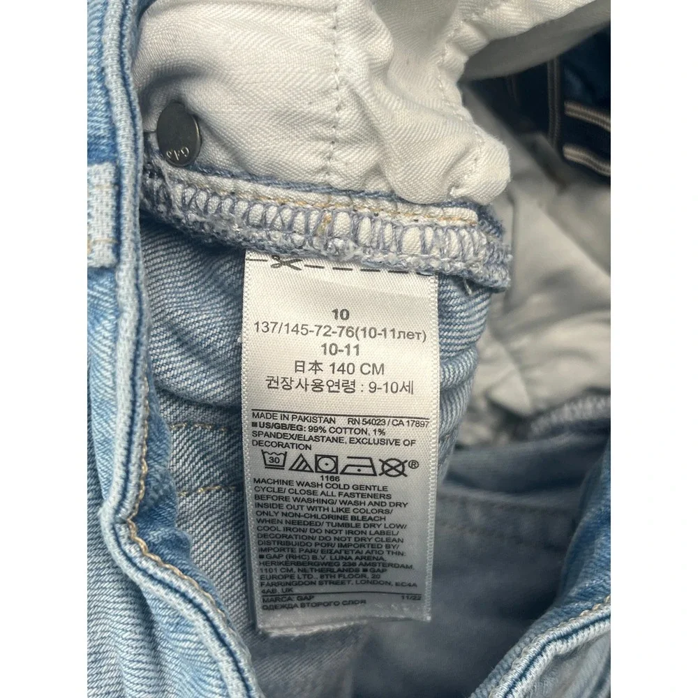 Gap Kids Girls Floral Embroidered High Rise Flare Jeans Light Wash Size 10